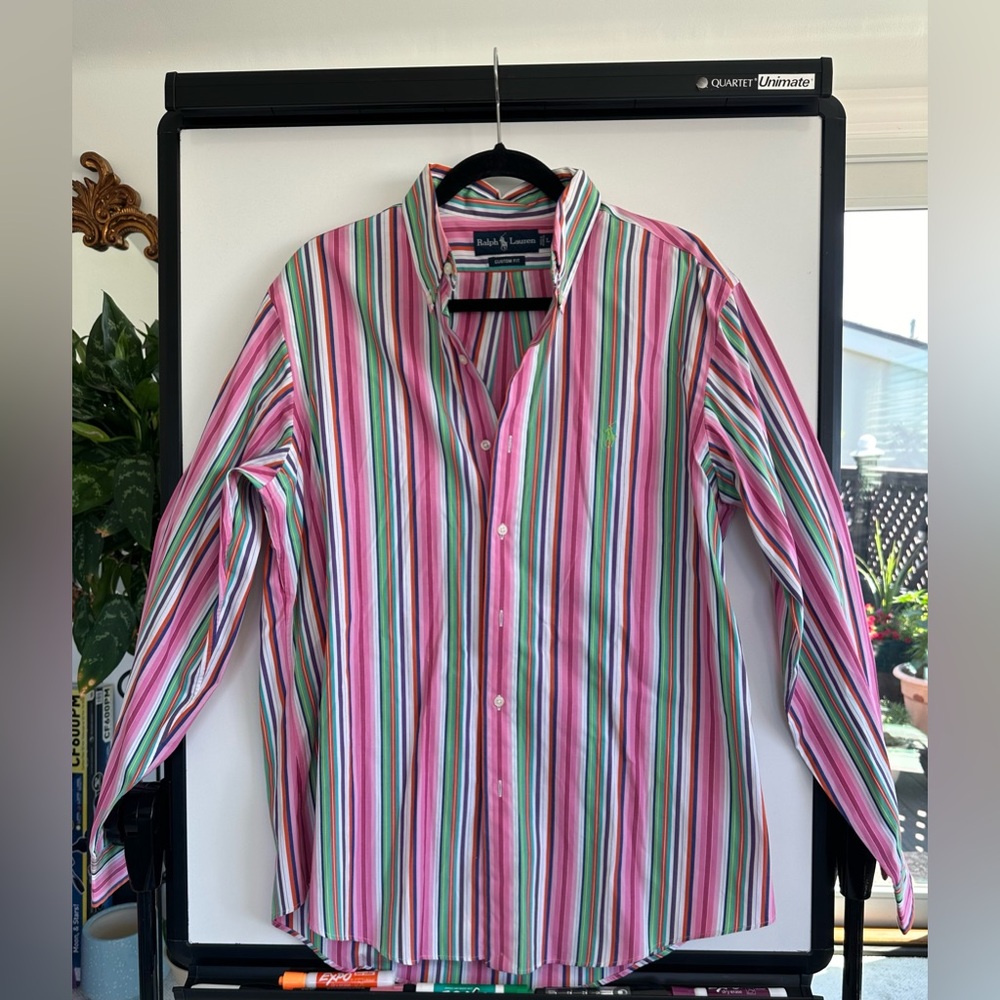 Ralph Lauren Custom Fit Striped Cotton Shirt Men’s Large